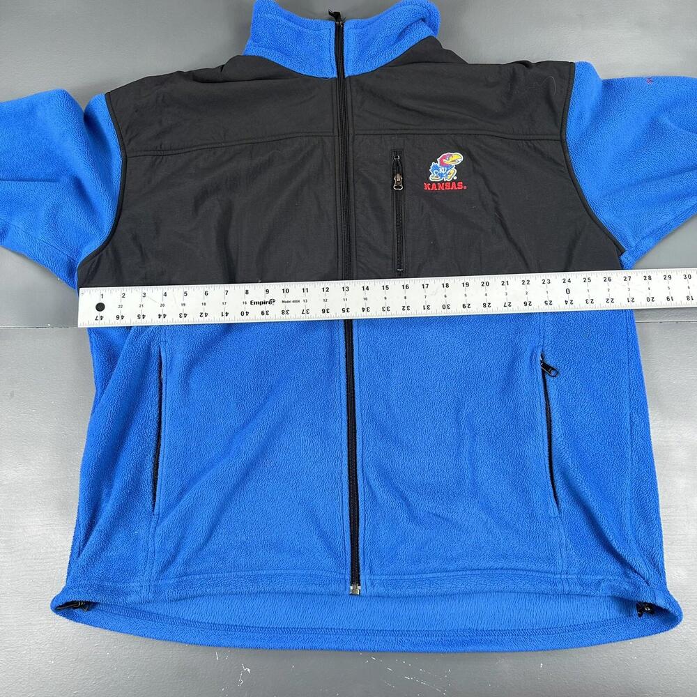 Columbia X Kansas Jayhawks Jacket Mens 2XL Blue Black Fleece Full Zip Y2K Sporty - Picture 5 of 9